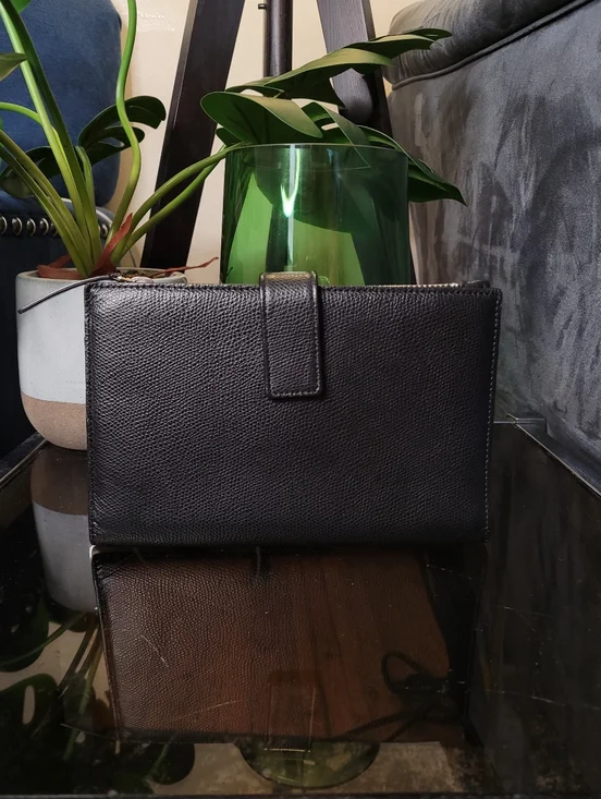 Everlane Black Pebbled Leather The Traveler Large Zippered Wallet Billfold - Picture 5 of 16